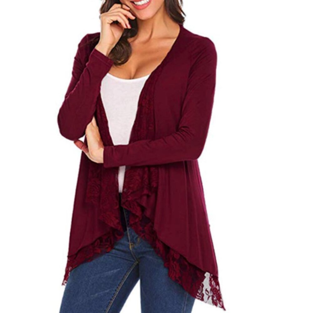 Emilio Pucci Cardigan Long Open Front Silk DesignerDeep Burgundy SIZE Small NEW! - Picture 1 of 16